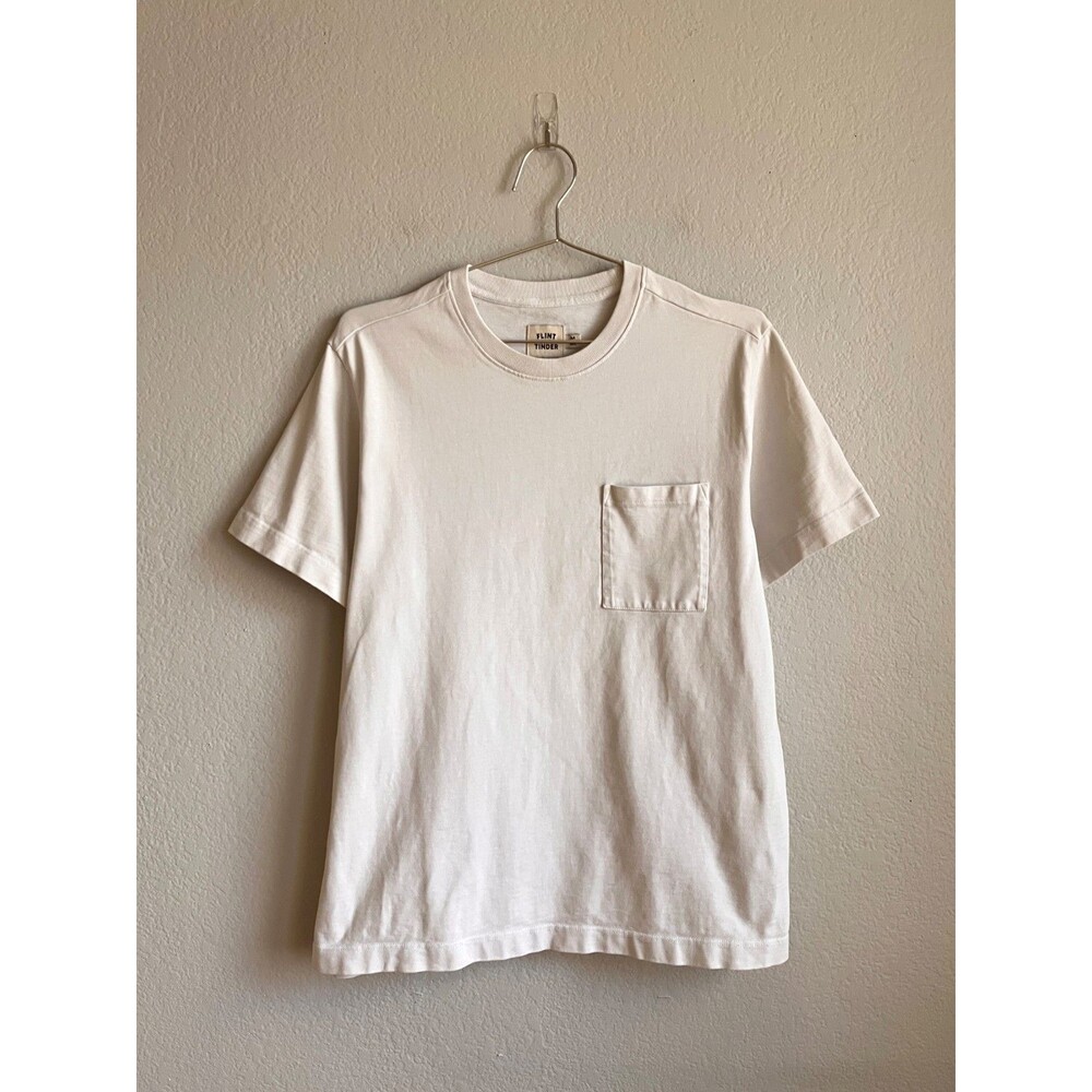 Flint & Tinder Men's American Heavyweight Pocket T-Shirt Off White Size MEDIUM
